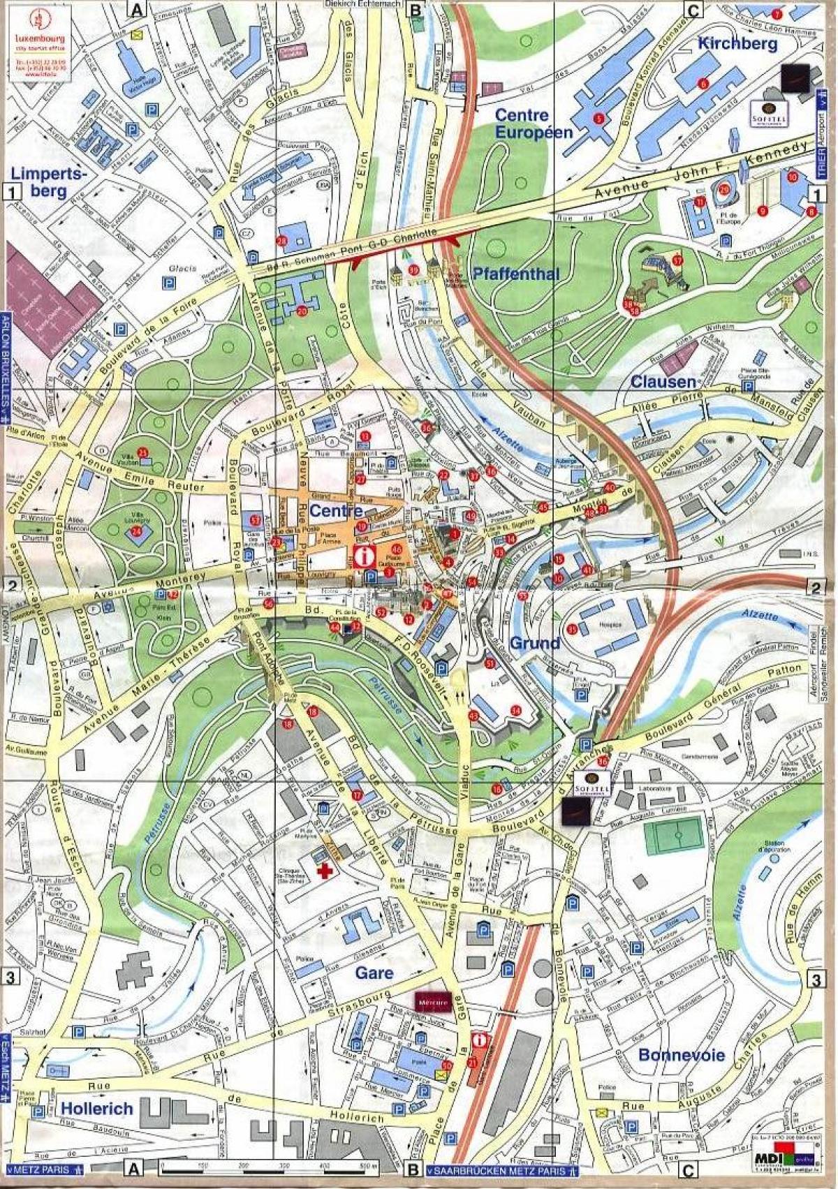 แผนที่ลักเซมเบิร์กเก่าของเมือง