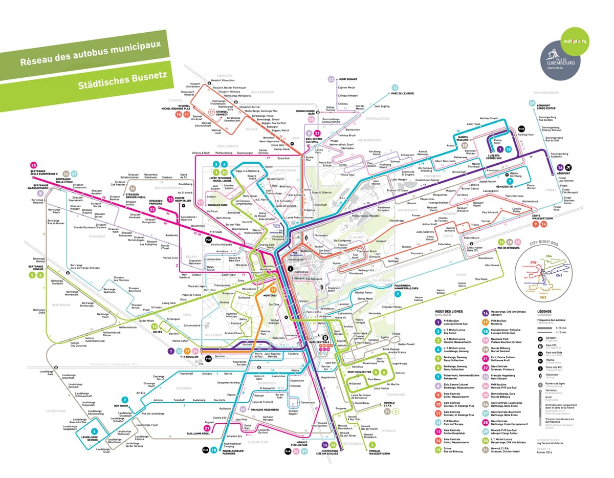แผนที่ลักเซมเบิร์กขนส่งสาธารณะ