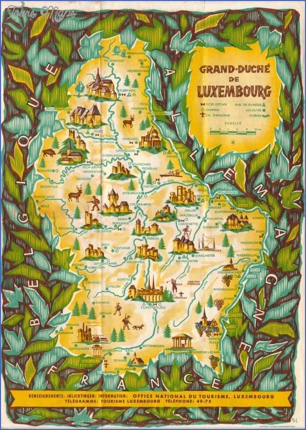 แผนที่ของเที่ยวชมสถานที่ลักเซมเบิร์ก