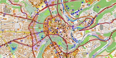 แผนที่ลักเซมเบิร์กเมืองศูนย์กลาง